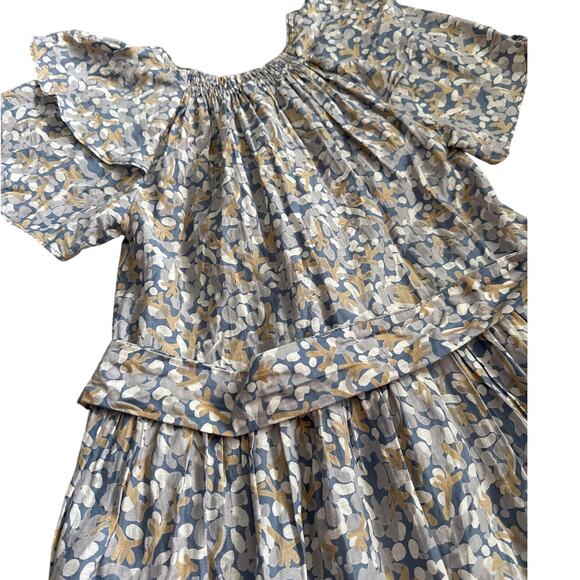 Mirth Vienna Silk Blend Belted Ruffled Floral Print Maxi Dress Green Size XS - Picture 11 of 13